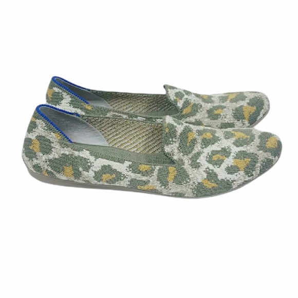 Rothy's Smoke Spot Loafer Round Toe Olive Camel Animal Print Flats Size 7.5 - Picture 2 of 12
